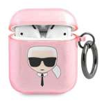 KARL LAGERFELD  Funda AirPods Glitter Karl`s Head Pink